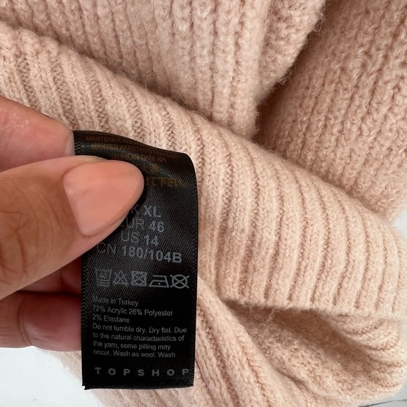 Topshop Oversized Preppy Ribbed Knit V Neck Slouchy Pullover - Picture 5 of 6